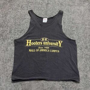 Hanes Hooters University Tank Top Mens XL Black Vintage 90s Graphic Heavyweight